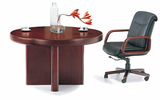 办公家具圆型实木会议桌贴木皮小型会议桌洽谈桌会客桌
