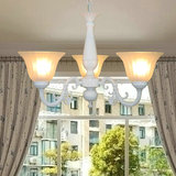 欧式铁艺白色玻璃灯罩创意简约灯具美式客厅卧室餐厅酒店三头吊灯