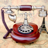 旋转拨号电话机实木电话欧式时尚座机仿古电话机古董转盘电话包邮