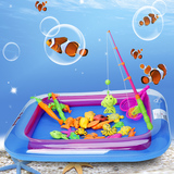 儿童钓鱼玩具池套装小猫磁性磁铁钓鱼戏水宝宝智力玩具批发 1-3岁