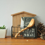 收纳架厨房木质实木墙上置物架 铁艺厨房用品壁挂
