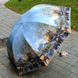 安娜淑 女士双层复古文艺油画晴雨伞夏季防晒太阳伞防紫外遮阳伞