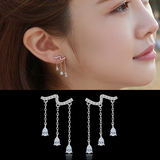 刘仁娜同款耳环 水滴耳钉韩国代购流苏耳环长款 女S925纯银针耳坠