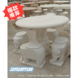 石头桌子汉白玉石桌子石凳圆形方形大象石墩茶餐桌大理石休闲摆件
