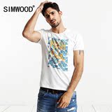 Simwood2016夏季新款休闲个性字母印花T恤潮男修身圆领短袖T恤男