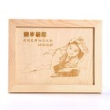 片生日情人节礼物DIY木刻相木刻画木版画装饰画照片木板雕刻画