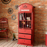 法慕小城英伦红色电话亭柜子创意家居客厅收纳摆件复古铁艺装饰品