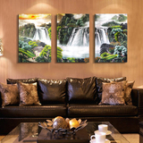 传统山水画 现代客厅装饰画 沙发背景墙画 壁画无框画挂画三联画