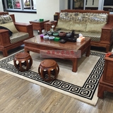 新古典中式回文格客厅茶几地毯实木家具地毯书房手工腈纶满铺定制