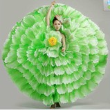包邮春节特价女士现代舞演出服开场舞360度大摆裙六层花瓣舞蹈服