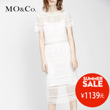 MO&Co.镂空几何蕾丝印花收腰两件式连衣裙MA162SKT145 moco