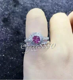Tiffany蒂芙尼戒指新款45分粉宝石满钻戒指六爪圆钻戒指婚戒
