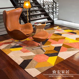 促销现代简约时尚个性彩色创意菱形方块卧室茶几客厅床边简欧地毯