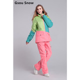2014正品新款Gsou snow滑雪服 女 套装 三色拼牛仔布