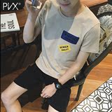 2016夏季新款男生短袖t恤男士韩版港风潮流圆领青少年日系体恤衫