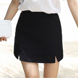 韩国OL通勤 女士开叉修身显瘦A字包臀裙半身裙黑白夏新品百搭短裙