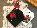 欧洲站2015秋装新款韩版立体花朵刺绣长袖衬衫女OL气质打底衫上衣