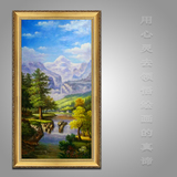手绘欧式风景油画竖幅版客厅玄关过道有框纯手工装饰画古典山水画