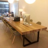 美式榆木铁艺实木复古餐桌饭桌北欧仿古做旧家具餐厅大班桌办公桌