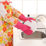 沃尊 厨房加厚加绒防水家务手套女冬 耐用清洁洗衣服乳胶橡胶手套