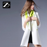 ZK女装2016春季新品中长款纯色开衫修身七分袖短外套女百搭圆领潮