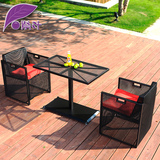 紫叶 户外低碳钢桌椅三件套 休闲室外庭院泳池聚会烧烤家具组合