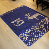 毛衣纹地毯创意时尚蓝色长方形大地垫卧室客厅办公室防滑垫圣诞