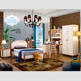 地中海乡村儿童床成人实木床1.5米1.2米套房家具组合欧美式1.8米