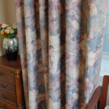 外贸出口英国窗帘成品 棉麻布艺卧室客厅遮光窗帘可定制 蓝色