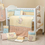 婴儿床上用品套件法兰绒婴儿床床品床围秋冬宝宝床围七件套床品