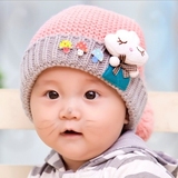 秋冬婴儿帽子宝宝套头帽纯棉儿童毛线帽男女童0-3-6个月2岁护耳帽