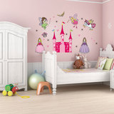儿童房女孩卧室装饰墙贴幼儿园天使城堡贴纸卡通动漫壁纸防水贴画
