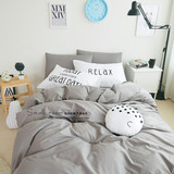 【Relax】简约纯灰色北欧风格纯棉床上四件套  全棉被套宿舍床单