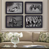 黑白斑马的世界装饰画动物挂画客厅卧室沙发背景墙壁水晶膜挂画