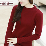 大码纯色韩版短款外穿半高领秋冬季加绒加厚打底衫女长袖T恤秋衣