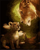 星空雨夜diy数字油画  狮子动物风景客厅卧室豹子填色装饰画 凝视