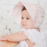 韩国进口正品代购婴儿童全棉护耳宝宝胎帽镂空凉爽大帽檐公主帽子