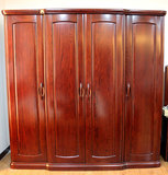 美国进口红橡木衣柜简约现代中式全实木衣柜四门储物柜红橡木家具