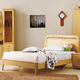 田园实木床1.2米单人床原木色橡木环保套房家具小湖型小床