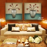 简欧风格现代简约家居客厅餐厅别墅静物植物花卉油画双拼热销包邮
