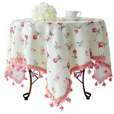 粉色欧式高档棉麻美式乡村田园风格西餐桌布布艺方形台布圆桌桌布