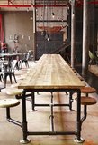 包邮美式乡村loft工业水管餐桌做旧实木咖啡桌会议桌水管桌椅套装