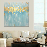 现代简约抽象手绘立体笔触油画金色点彩画软装客厅沙发背景装饰画