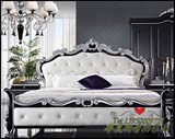 欧式公主床美式床实木雕刻双人床新古典田园公主床1.8米床床头柜