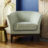 美式欧式风格实木单人布艺沙发会所别墅休闲椅新古典圈椅老虎椅