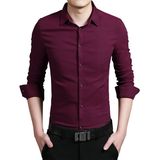 knicot2016春装新款韩版修身型纯色衬衣青年男士长袖衬衫弹力衬衣