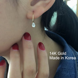 韩国正品代购纯10K黄金耳钉耳环 水滴 顶级锆石瑞钻 超闪明星气质