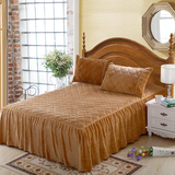 法莱绒夹棉加厚床裙保暖单件床罩床垫保护套珊瑚法兰绒1.8米