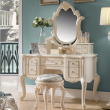 卧室家具欧式梳妆台公主梳妆凳白色实木化妆桌收纳盒小户型含妆镜