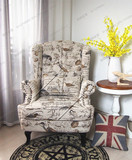 老虎椅花鸟布艺单人沙发美式欧式新古典高背椅书房客厅卧室样板房